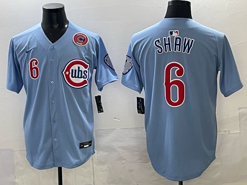Men Chicago Cubs #6 Shaw Light blue Throwback Nike MLB 2025 jersey 03->chicago cubs->MLB Jersey
